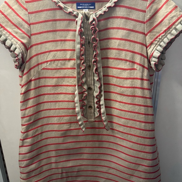 Burberry London Dress | Linen Short Sleeve Dress Perfect for Fall |Ruffle Detail - Picture 4 of 15